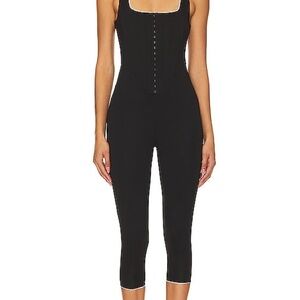 Sculpting Black Capri Jumpsuit with Square Neck